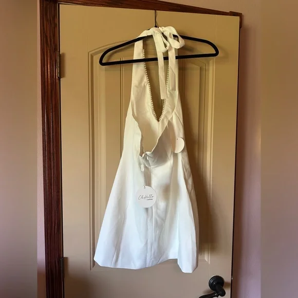 White Pearl Halter Dress (Oh Hello Clothing) - Picture 4 of 5